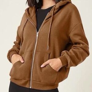 brown zip up